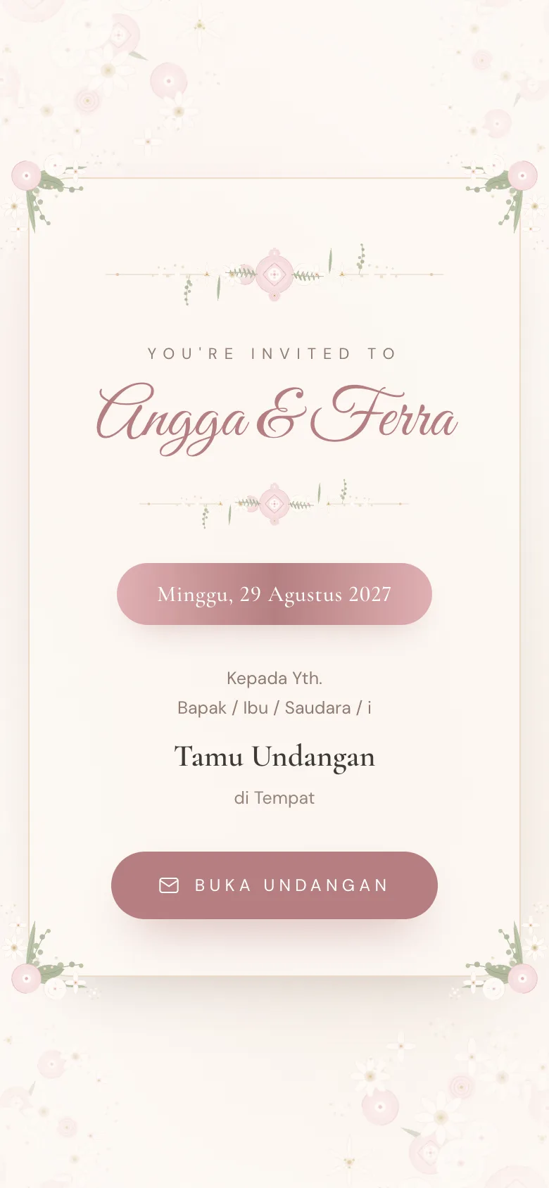 Contoh undangan digital Pernikahan di ponsel